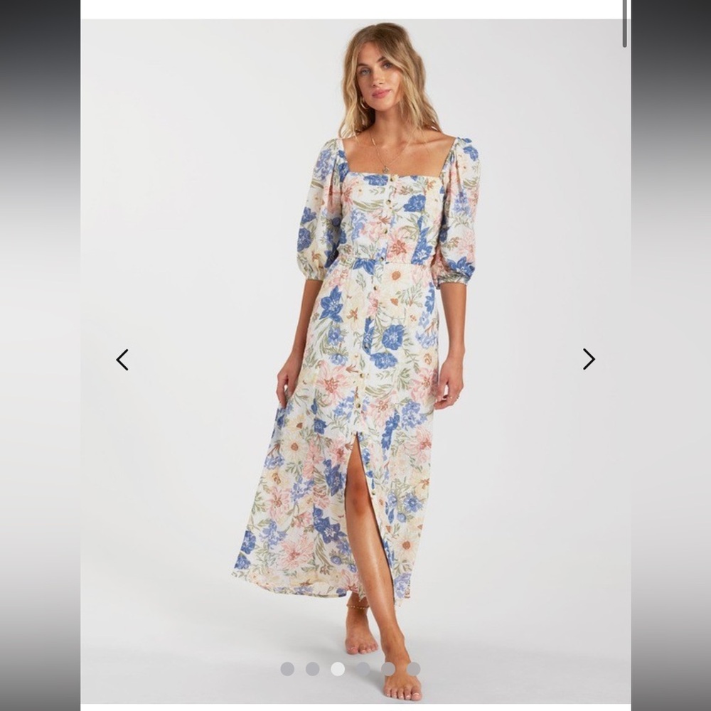 Billabong Dreamer Maxi Boho Dress with Square Neckline size Medium